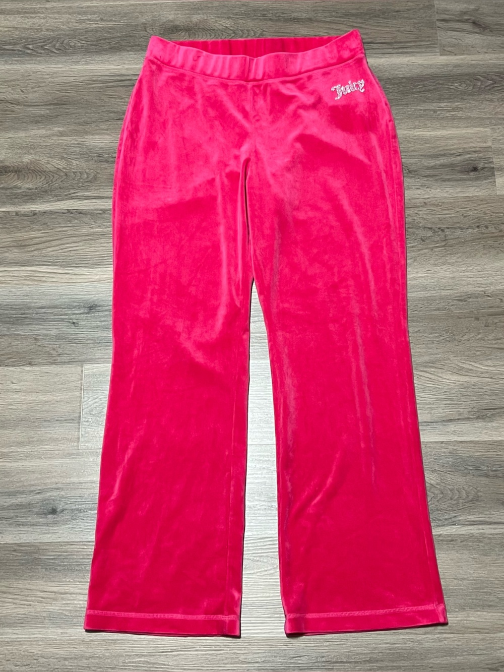 Juicy Couture Women's Large Sweat Pants Velvet Velour Hot Pink Rhinestones Y2K